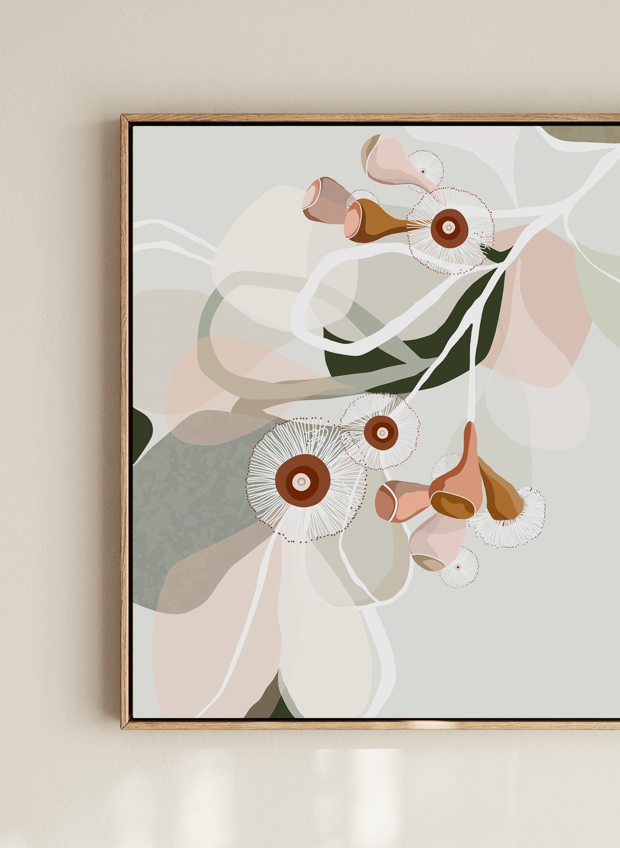 EUCALYPT BLOOM 2 // SAGE // 50 X 50CM // CANVAS WITH OAK FRAME