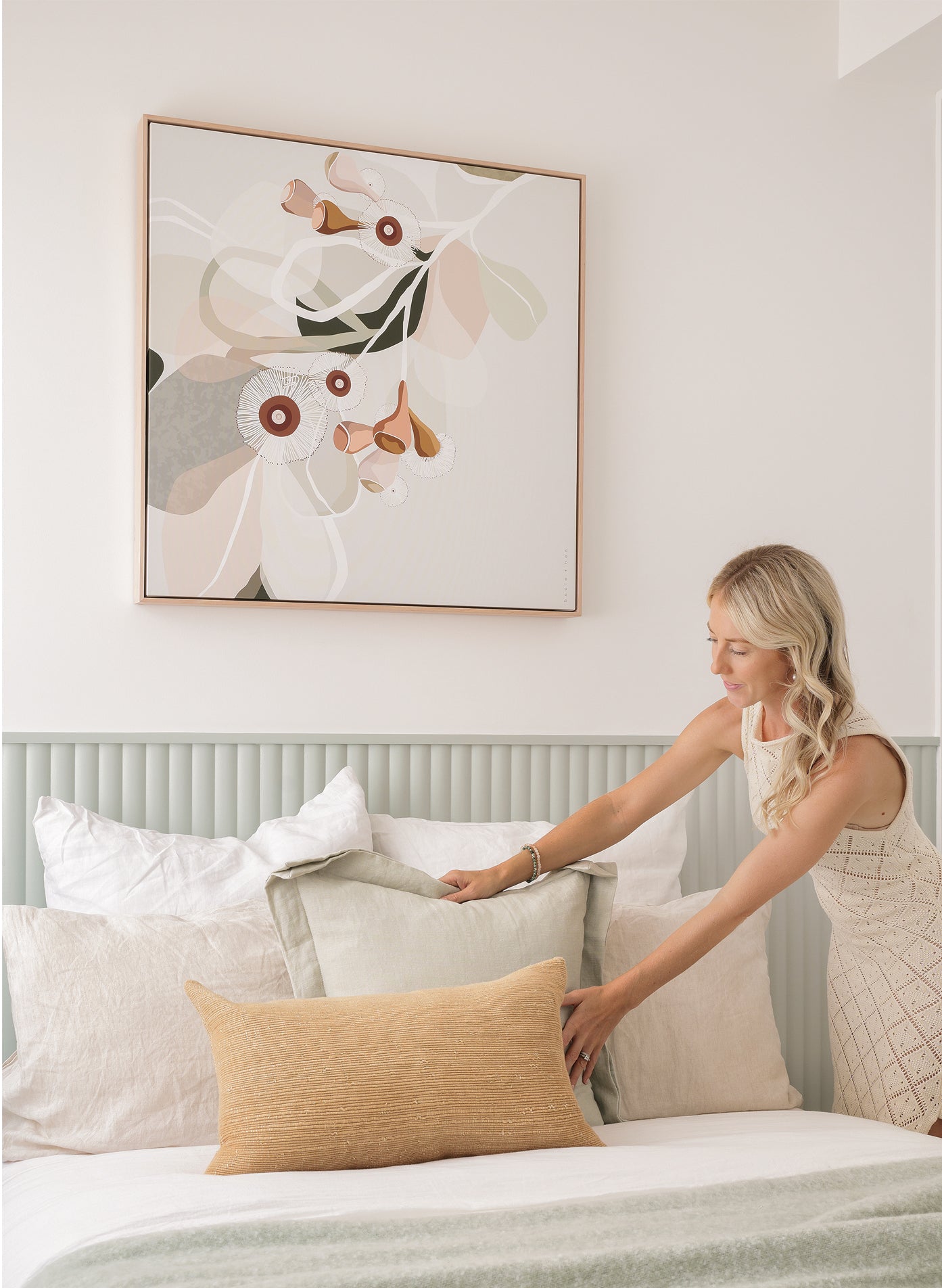Booie and Ben - Botanical Artwork - Eucalypt Bloom 2 - Bedroom - Side Angle