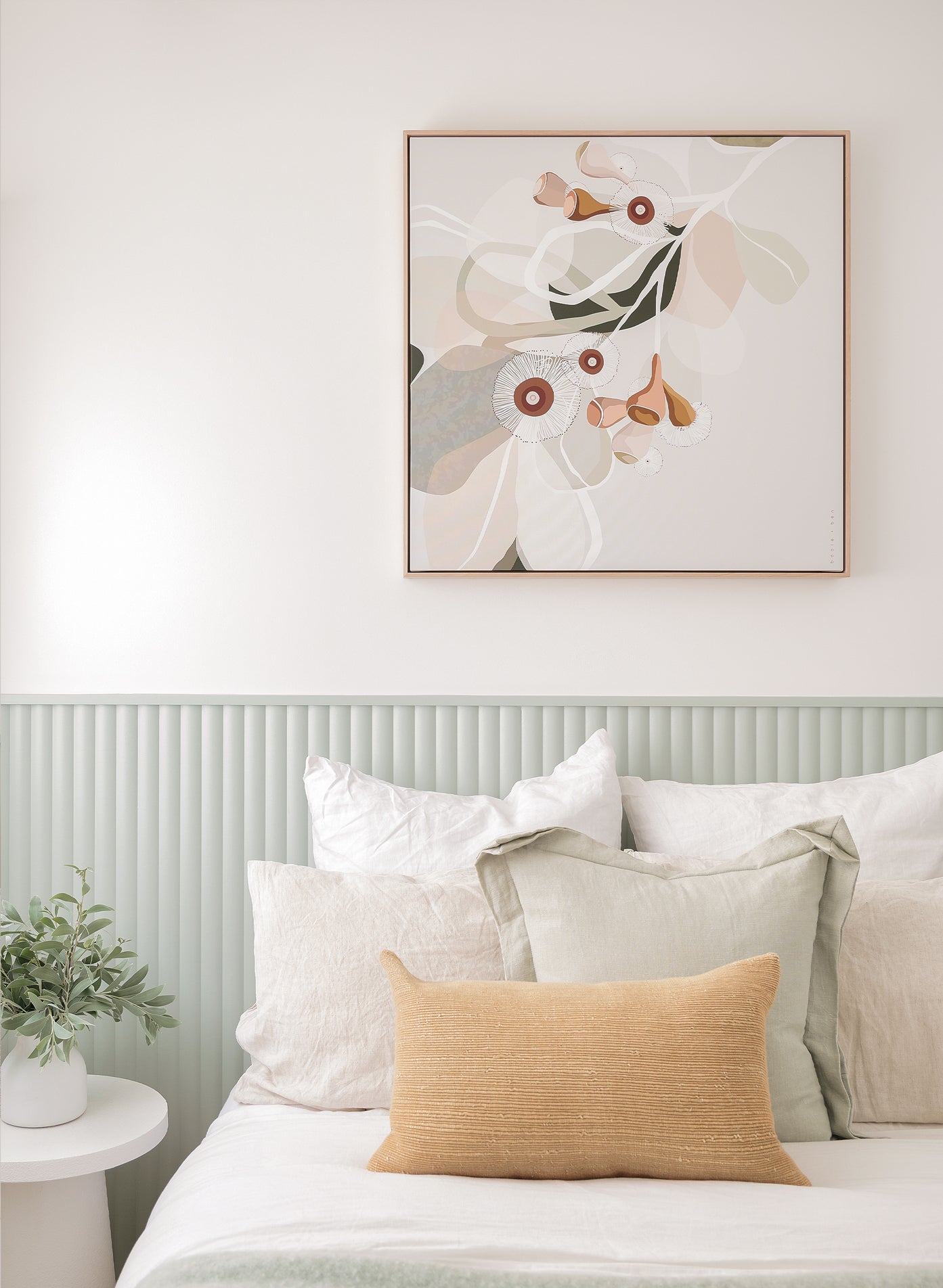 Booie and Ben - Botanical Artwork - Eucalypt Bloom 2 - Bedroom - Left Bed Side